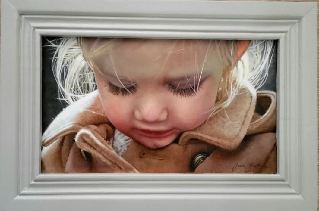 Lilly Jane - Our Granddaughter aged Four years old. 8" x 4"" - Oil n Panel