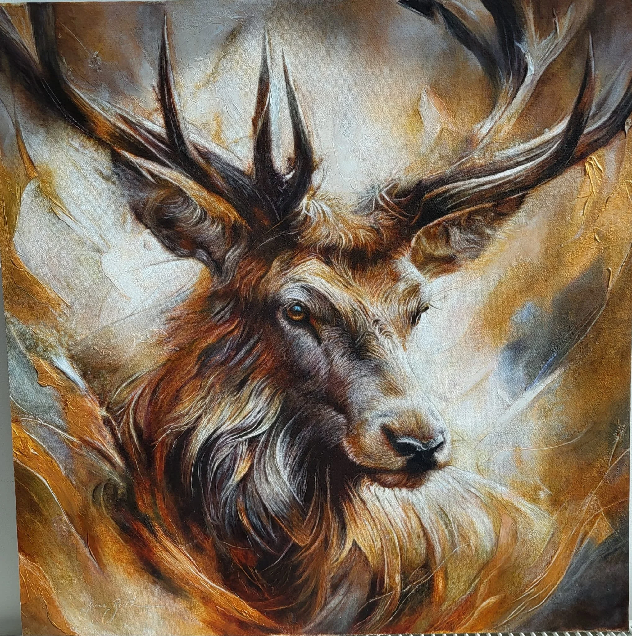 Stag - 20" x 20" - Oil on Canvas - Available for sale