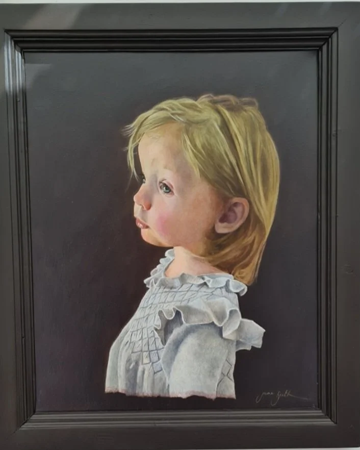 Lilly Jane - Our Granddaughter aged three years old. 20" x 16" - Oil n Canvas