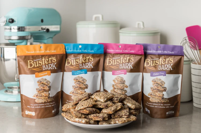  
  Busters Bark: BOOTH 401
     Handmade premium chocolate toffee bark  
 Visit Website 