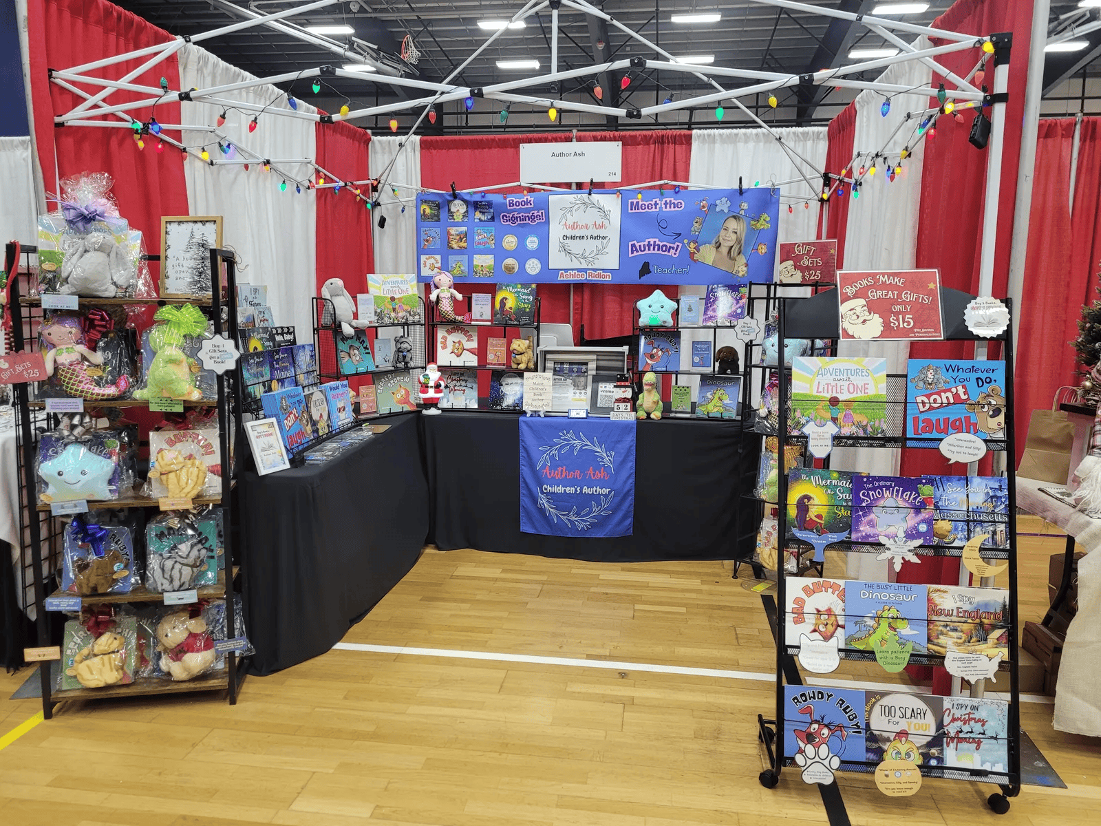  
  Author Ash, LLC: BOOTH 263
     Meet the imaginative children's book author behind more than 15 published titles! Browse signed books and special gift sets that pair a signed copy with an adorable matching character stuffie, perfect for the littl