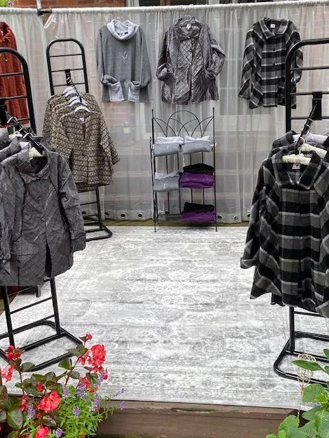  
  Lady Jane Designs: BOOTH 101
     For over four decades, Lady Jane Designs has been creating comfortable, wearable art for women, designed, sewn, hand-dyed, and hand-painted with care. Every piece reflects an evolving eye for ease of wear, casual