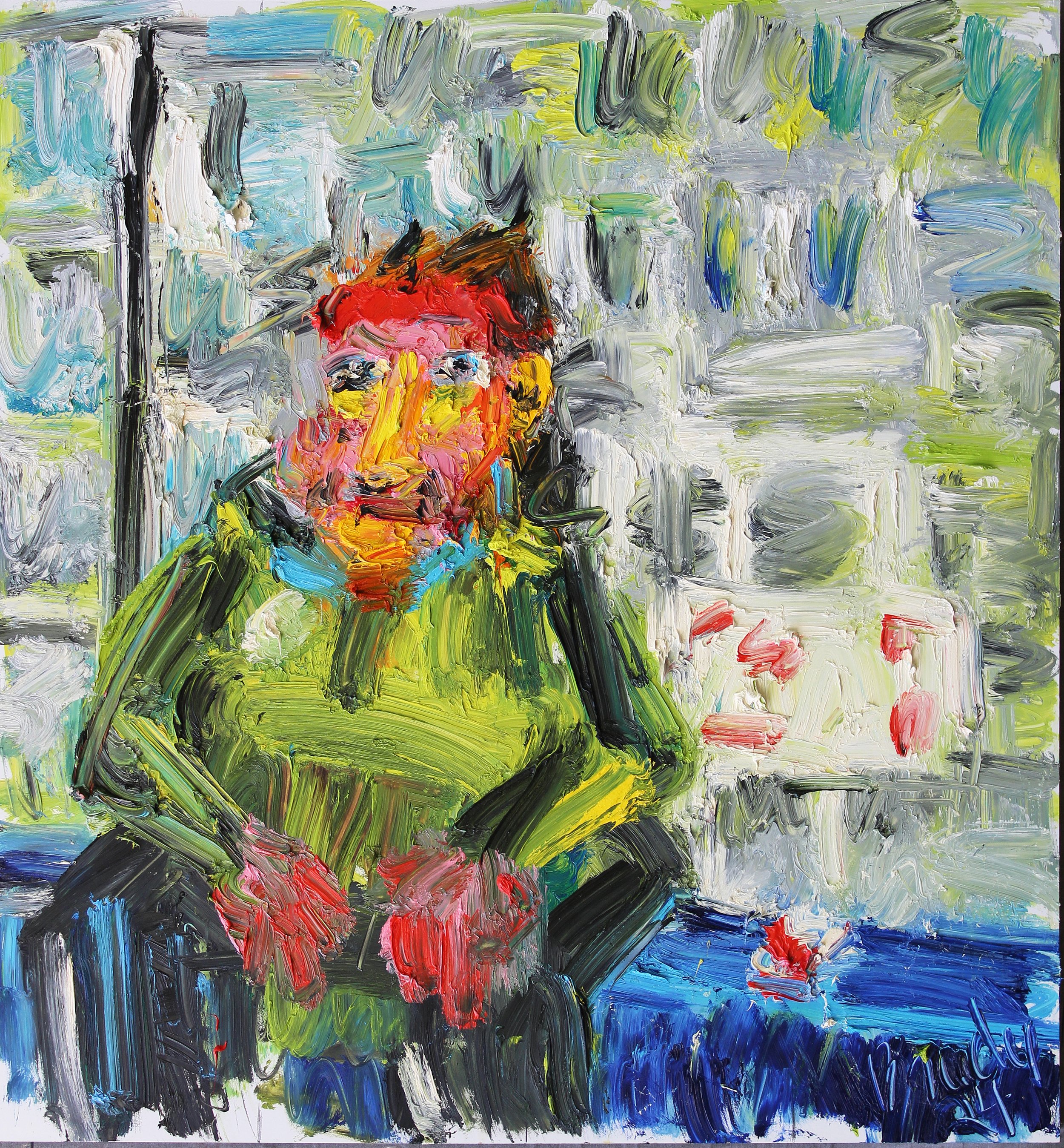 Lady at Olney Bus Terminal 45x42