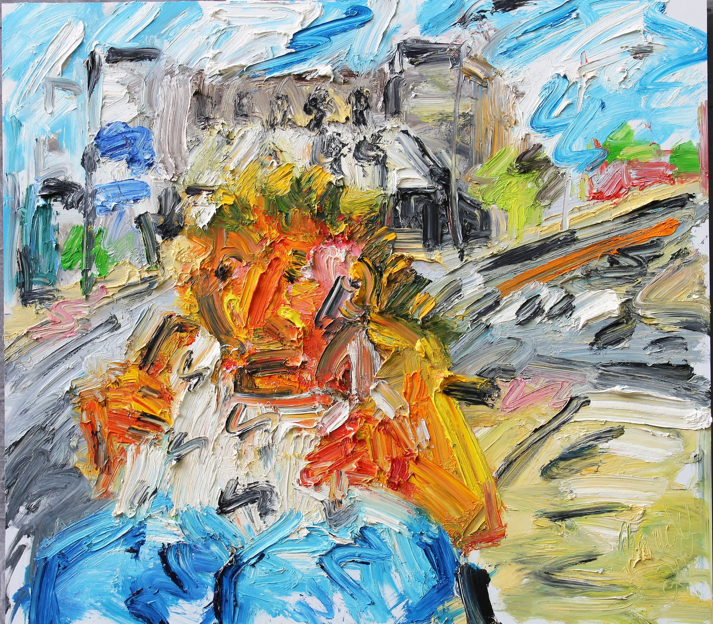 Lady Holding Sign 40x45