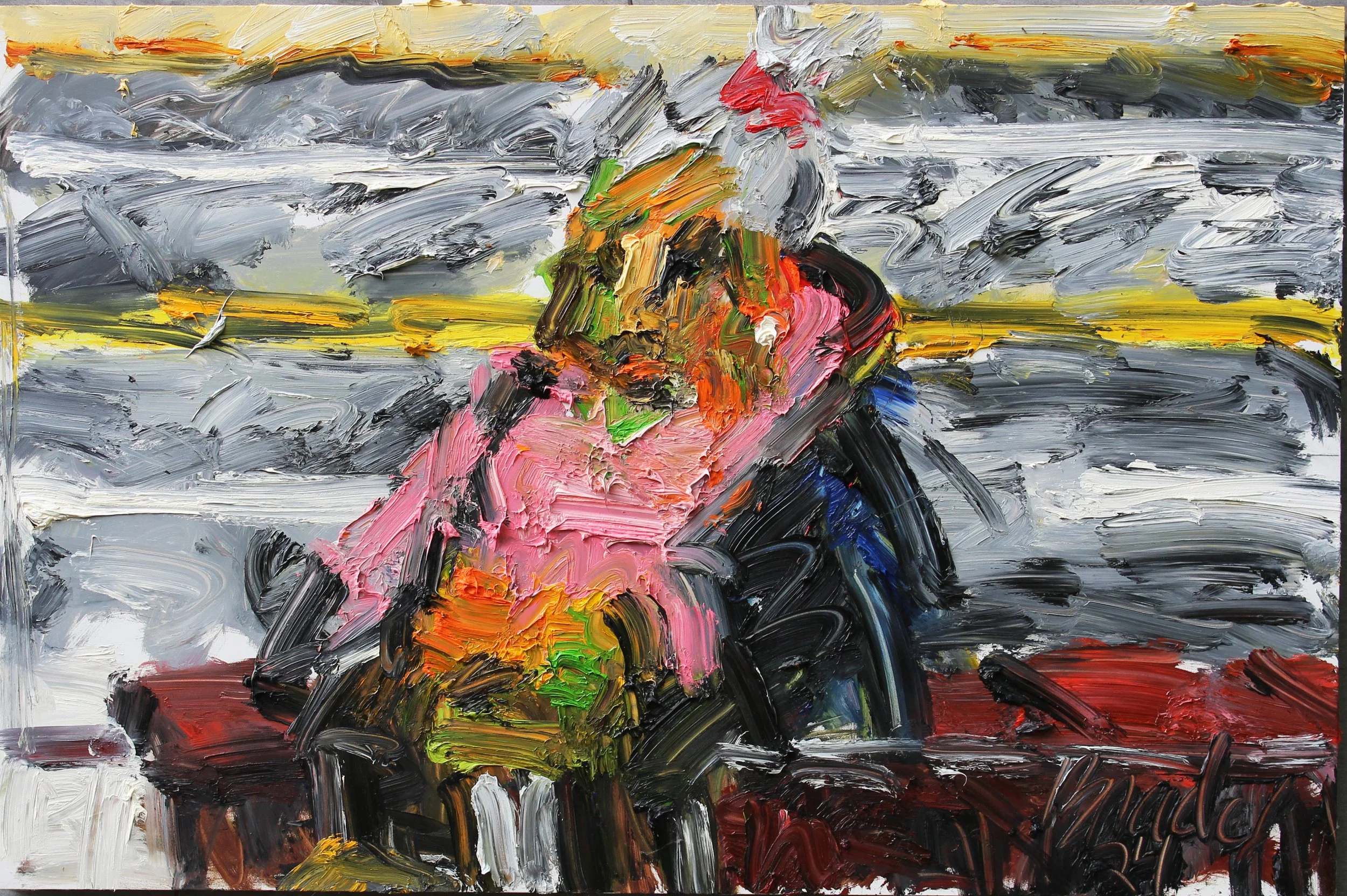 Lady at Cottman Bus Stop 31x47