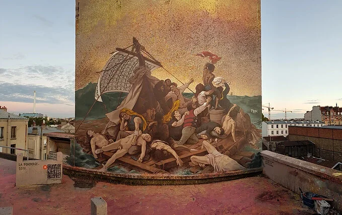"O Naufrágio da Medusa", mural em Paris, 2019.