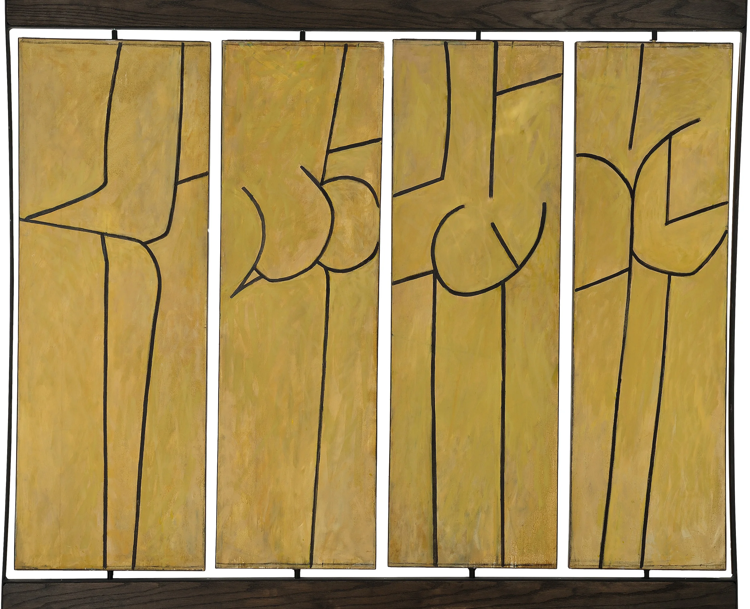 Reversible Quadriptych (Martha’s Dancers) , 1963, Oil and charcoal on canvas (four panels, reversible), Overall (including armature: 72 x 78 1/4 in. (182.9 x 198.8 cm) Collection of the Estate of Irving Kriesberg
