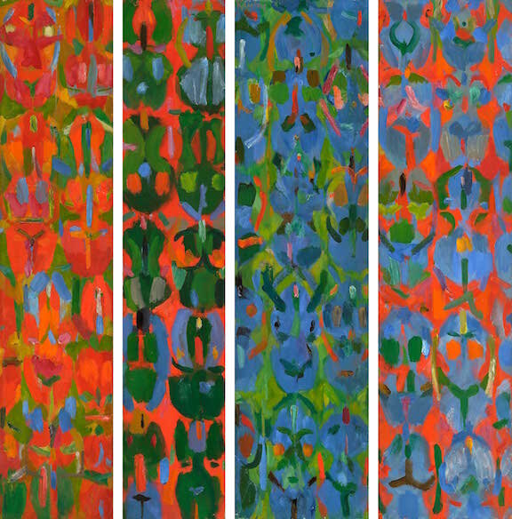   Maternal Fugue  (side A), 1959, oil on canvas, four double-sided panels, overall: 50 1/2 x 48 1/8 in. (128.3 x 122.2 cm) 