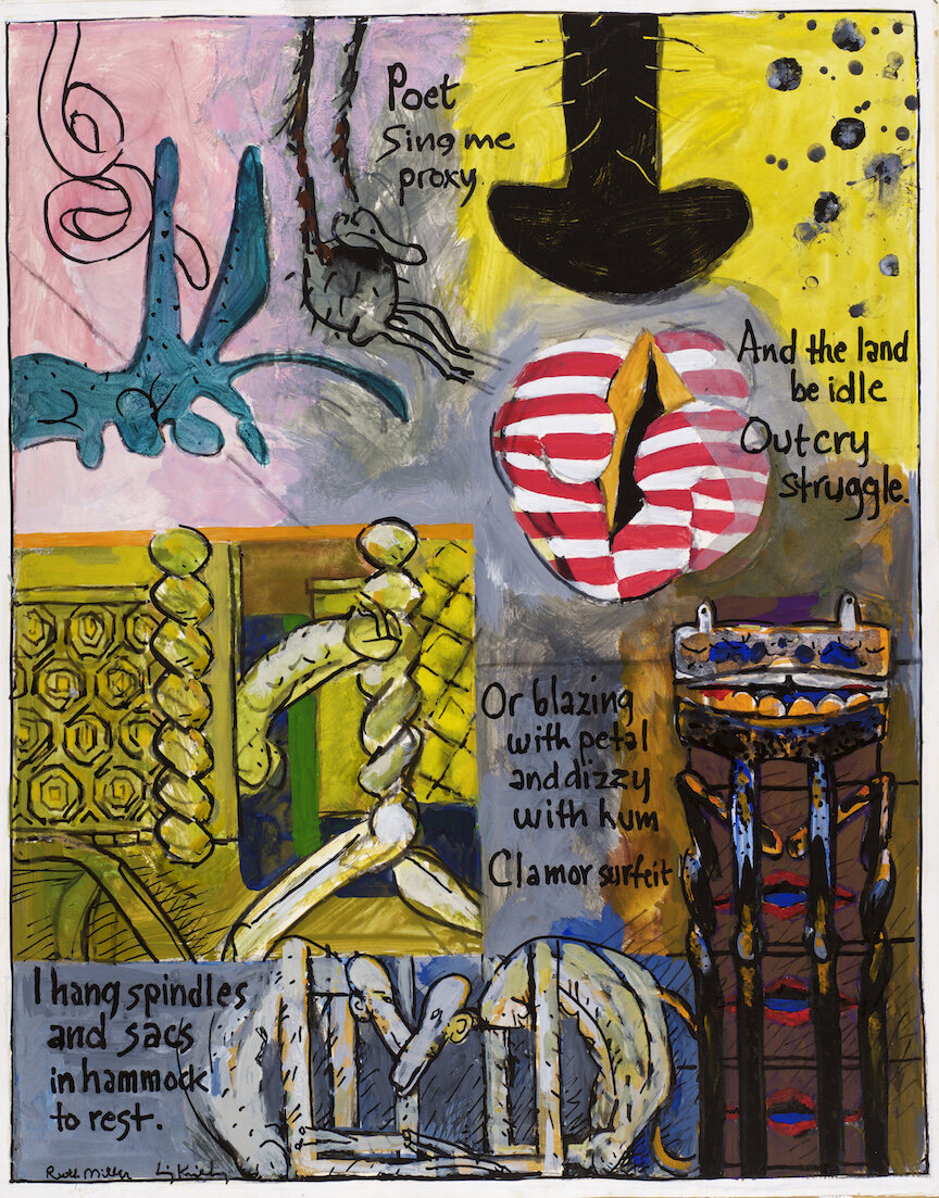   Poet Sing me proxy…,  1964, acrylic and ink on paper, 28 5/8 x 22 1/2 in. (72.7 x 57.2 cm) 
