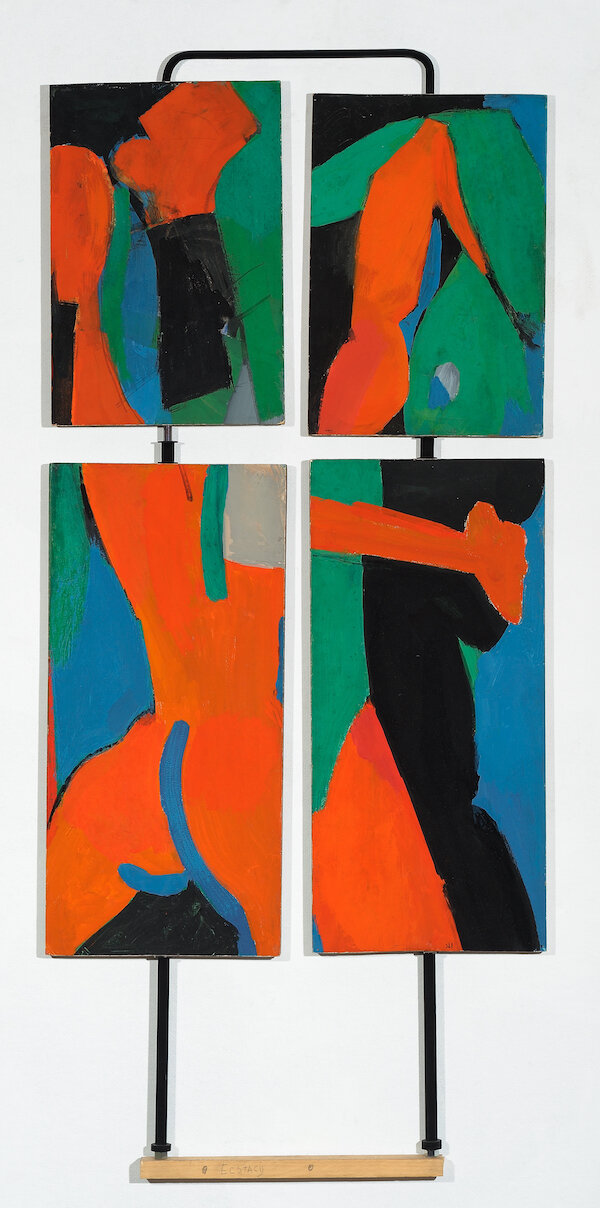  Irving Kriesberg,  Blue, Green, Red  (side A), 1959, gouache on paper mounted to board (four panels, reversible), overall (with armature): 47 1/2 x 21 1/8 in. (120.7 x 53.7 cm) 