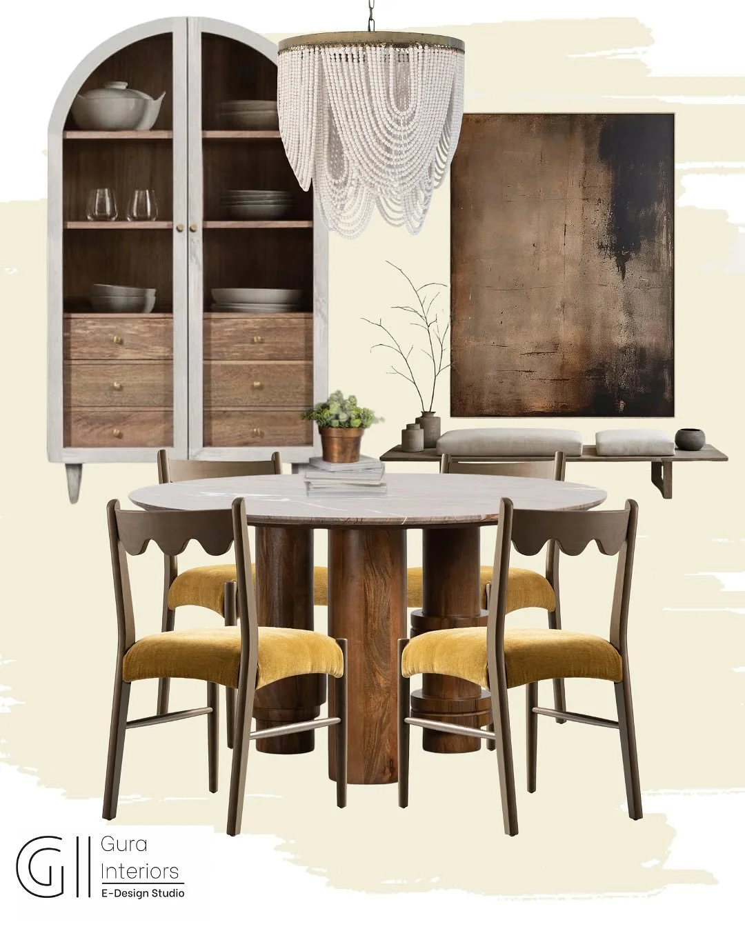 Designing a dining room that feels both stylish and inviting is all about balance.

Here are three tips to get it right:

Choose a statement piece: a round table is perfect for creating flow and encouraging conversation.

Mix textures: wood, velvet, 