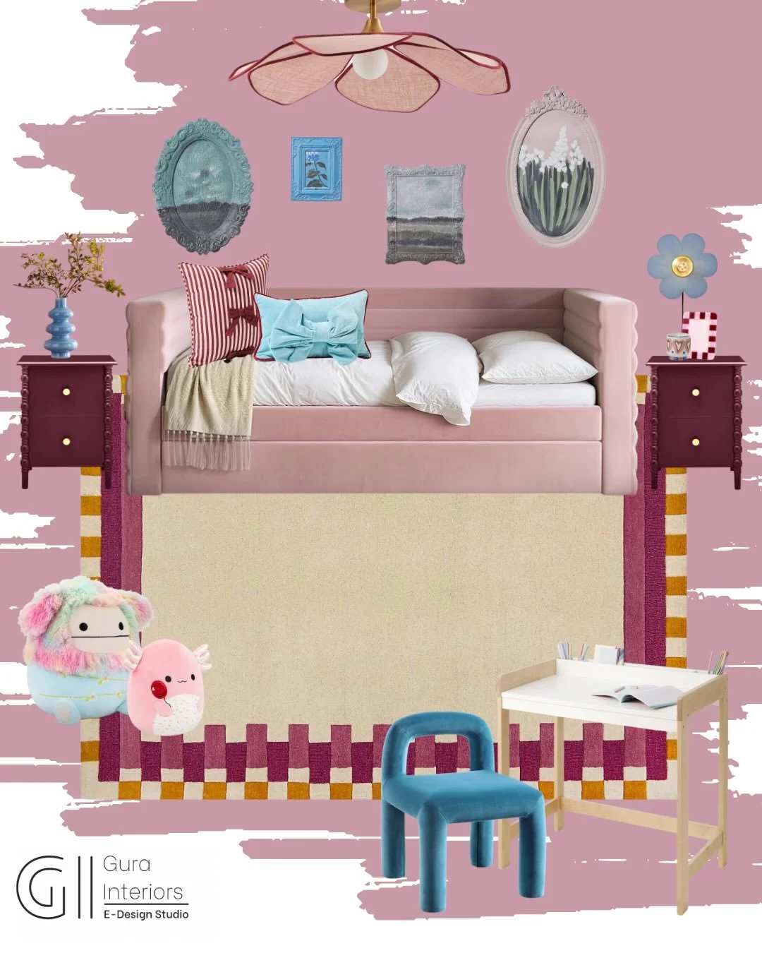 Designing a room they can grow into &mdash; not out of! 

For this sweet client&rsquo;s daughter, we created a space that blends playful charm with long-lasting style.
From the scalloped daybed to the whimsical art and functional study nook, every de