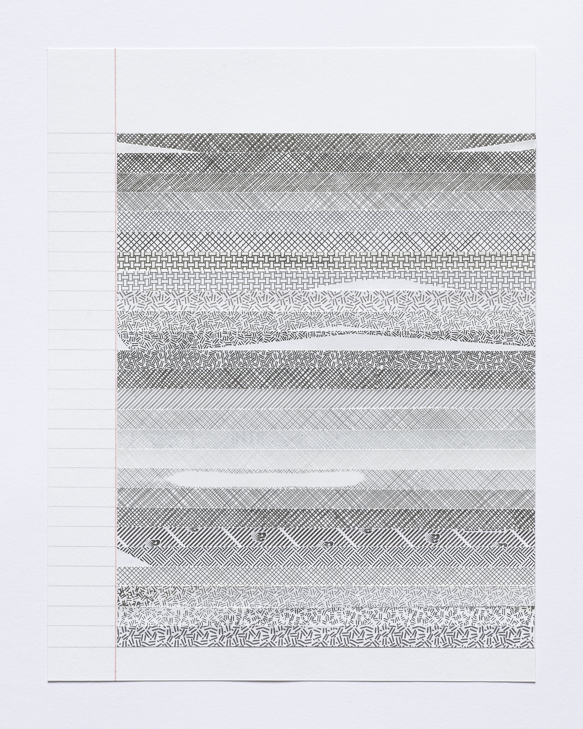 Envelope Letters #14 (January 6, 2023) , 2023 Graphite, colored pencils, security envelope strips, archival drawing paper 8.5 x 11 inches