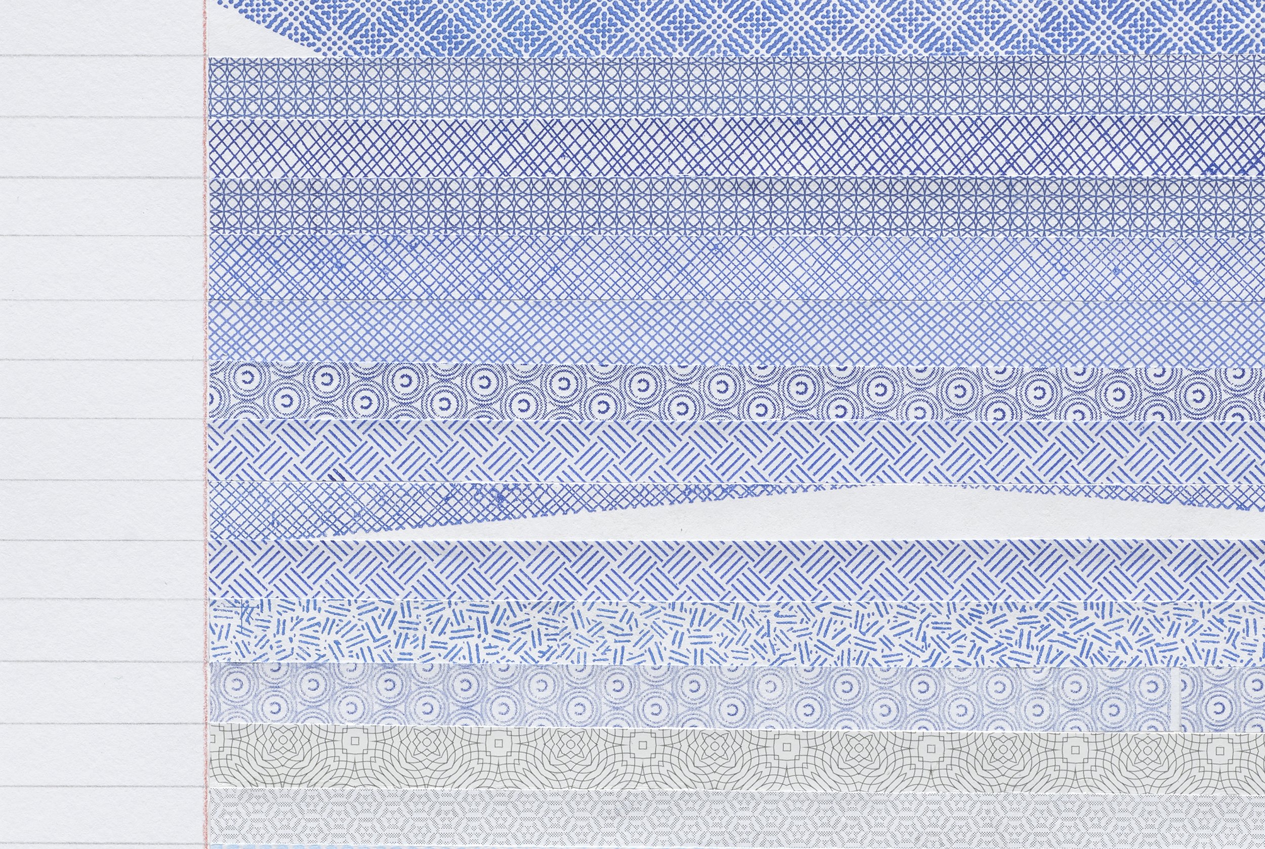 Envelope Letters #12 (January 2, 2023) , 2023 (detail) Graphite, colored pencils, security envelope strips, archival drawing paper 8.5 x 11 inches