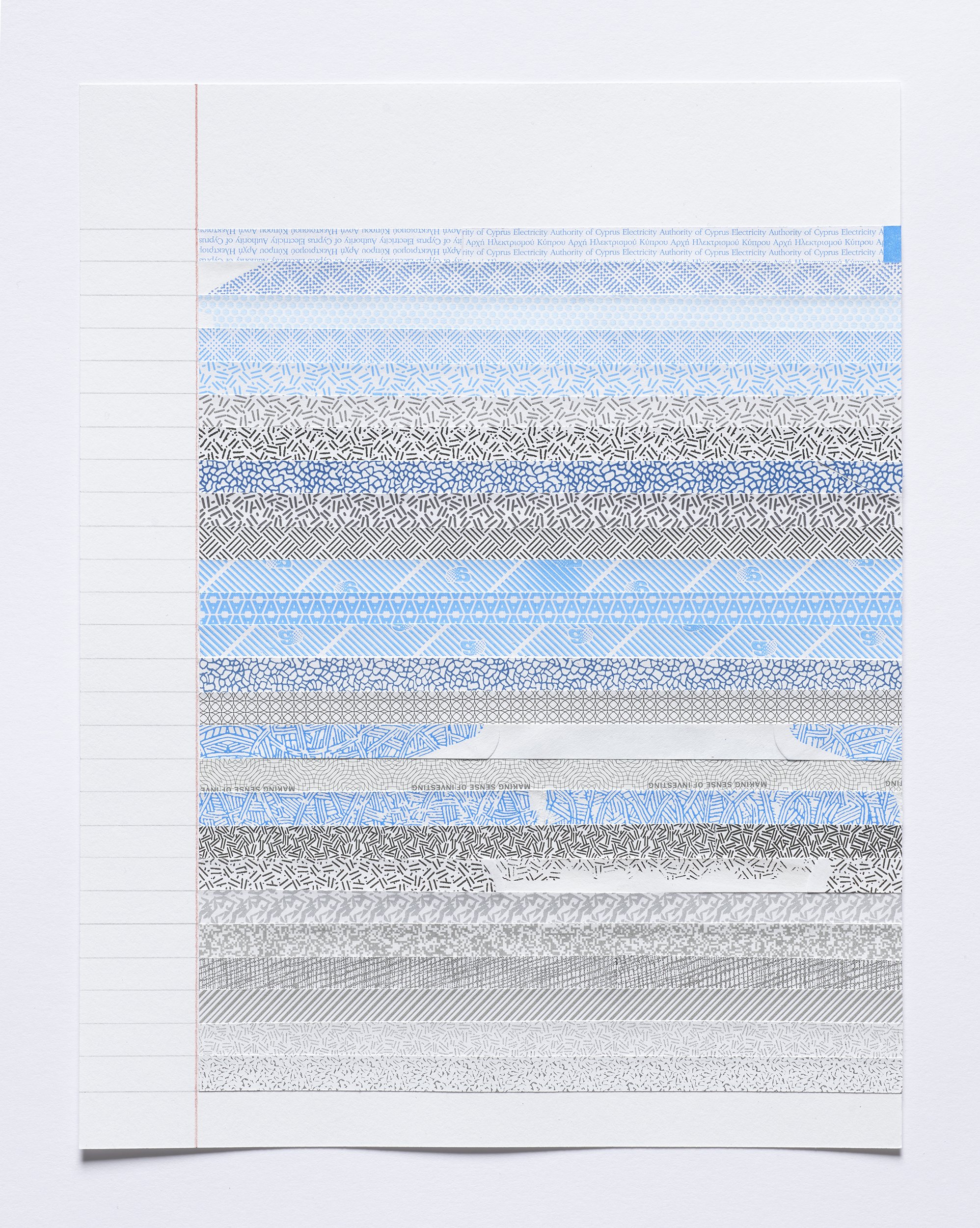Envelope Letters #17 (January 11, 2023) , 2023 Graphite, colored pencils, security envelope strips, archival drawing paper 8.5 x 11 inches