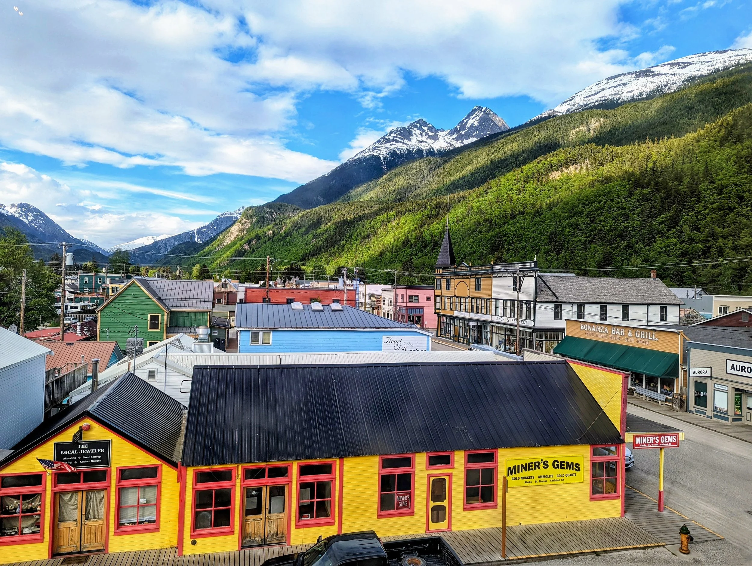 view of Skagway from Golden North Hotel