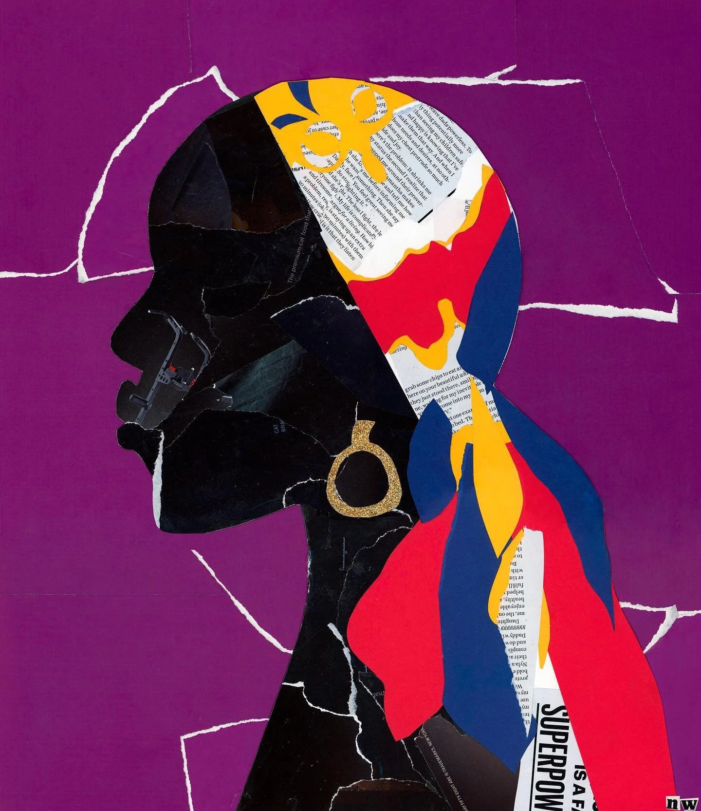 Silky 😌 New artwork added to the shop! Check out my stories to see the beauty who inspired this piece #paperart #collageart