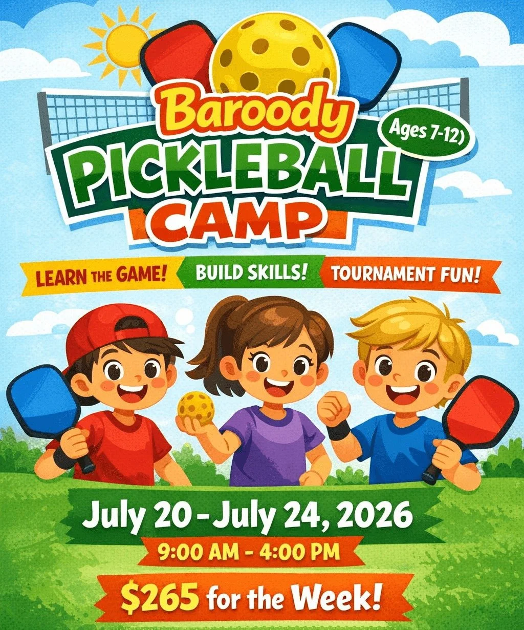 Game on! 🏓
Serve, rally, and score at our Pickleball Camp at Stratford Landing Elementary. Campers ages 7&ndash;12 will learn the rules, build skills, and enjoy friendly tournament-style play while growing as teammates.
📅 July 20&ndash;24
⏰ 9 AM &n