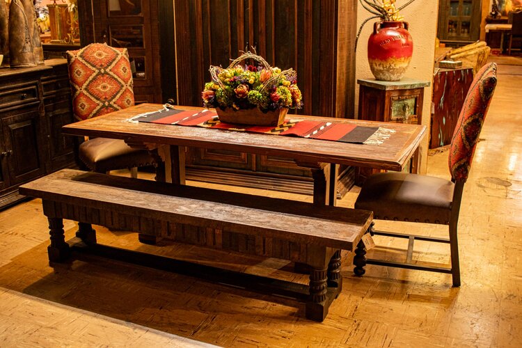 Rios Interiors Rustic Furniture, Lodge Dining Room Sets With Bench