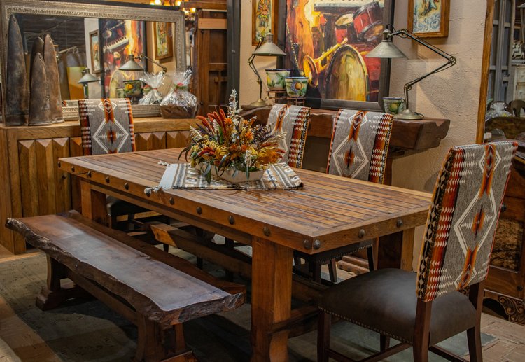 Rios Interiors Rustic Furniture, Southwestern Dining Room Set