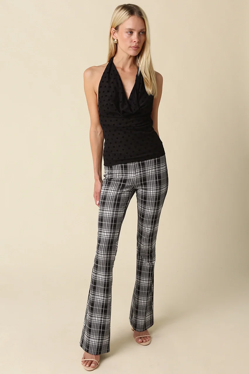 Black polka dot halter top