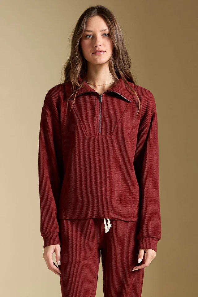 Half Zip Seam Pullover Merlot