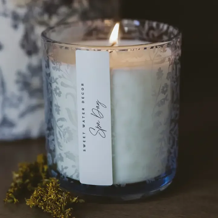 Spa Day 12oz Candle Blue Tinted Jar