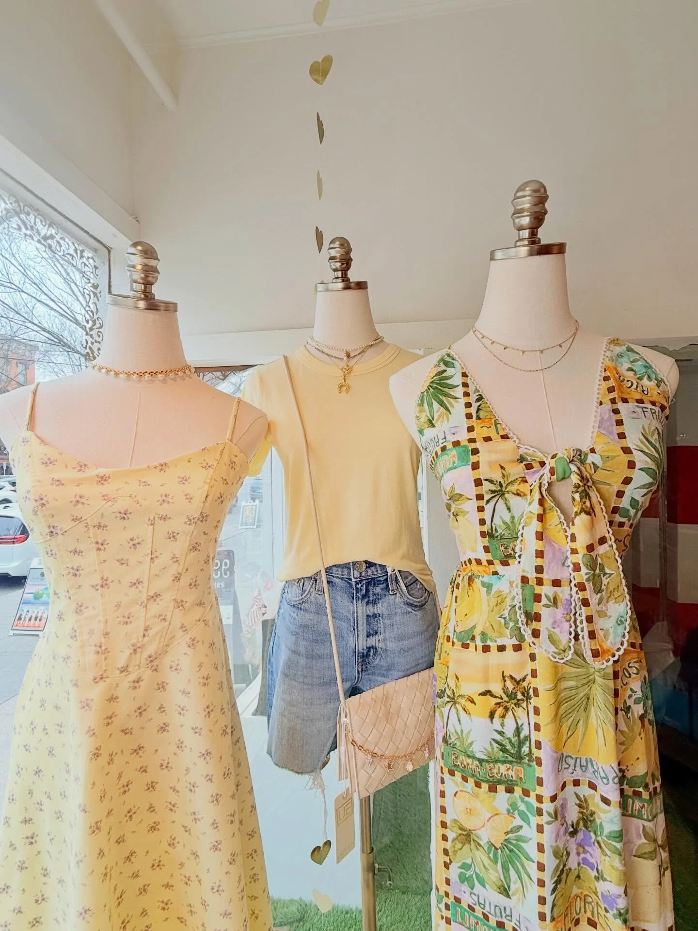 Spring is almost here, which means it&rsquo;s time to dress our mannequins in the color of the season⭐️
Shop these looks in store + select styles online
&bull;
&bull;
&bull;
#springoutfitideas #butteryellow #saratoga #boutiqueshopping #shopsmall