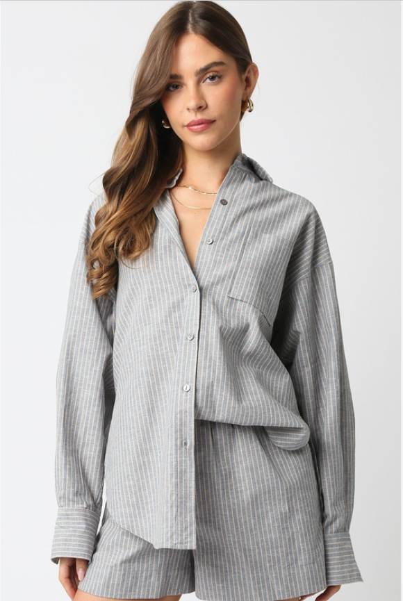 Aria Stripe Shirt Blue Natural