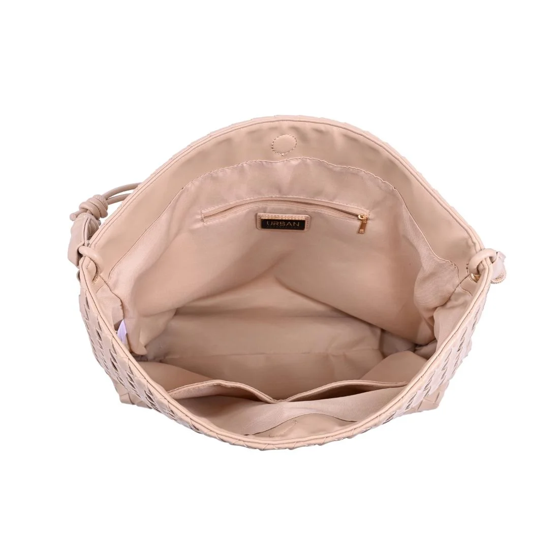 Inside of Theo woven hobo bag