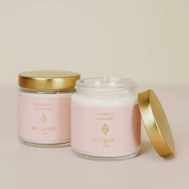 4oz Crystal Candle Rose Quartz- Love