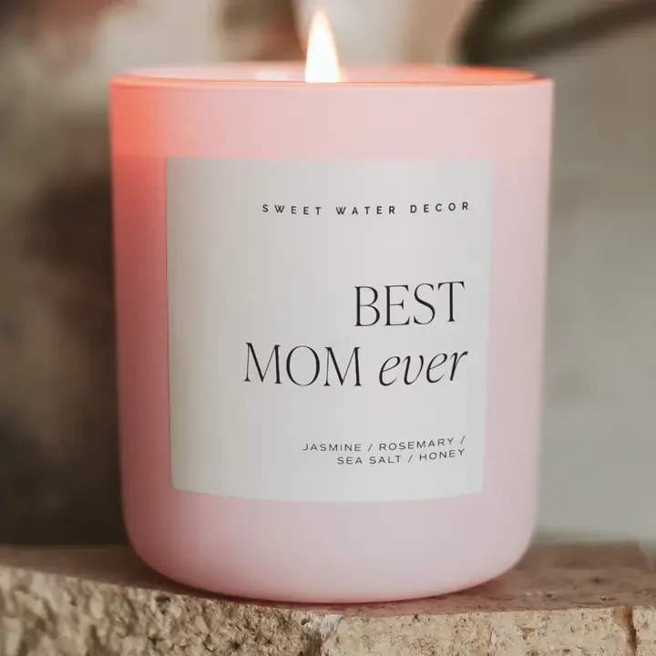 Best Mom Ever Soy Candle 15oz Pink Matte Jar