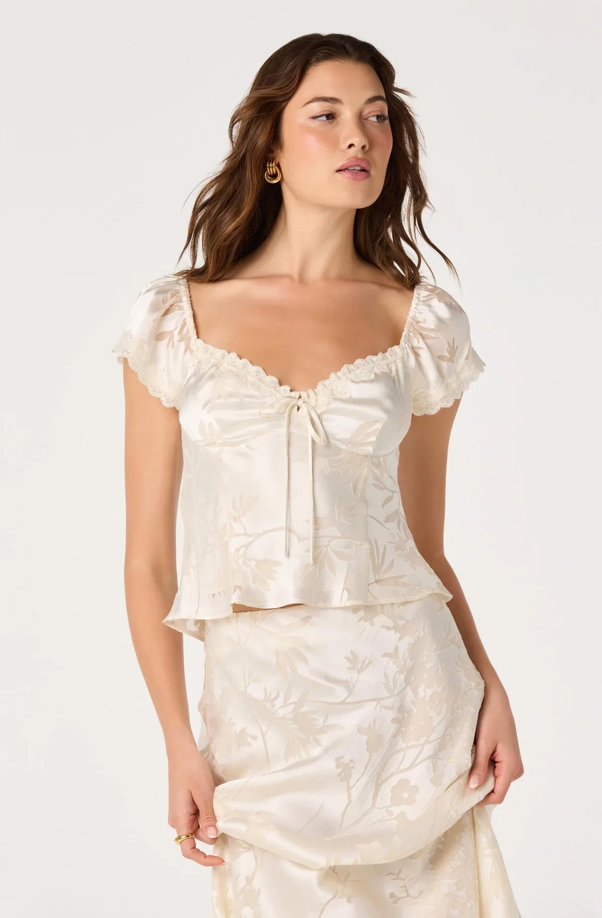 Vanessa Floral Cap Sleeve Cream