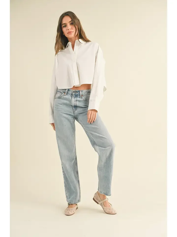 Cropped Button Down White