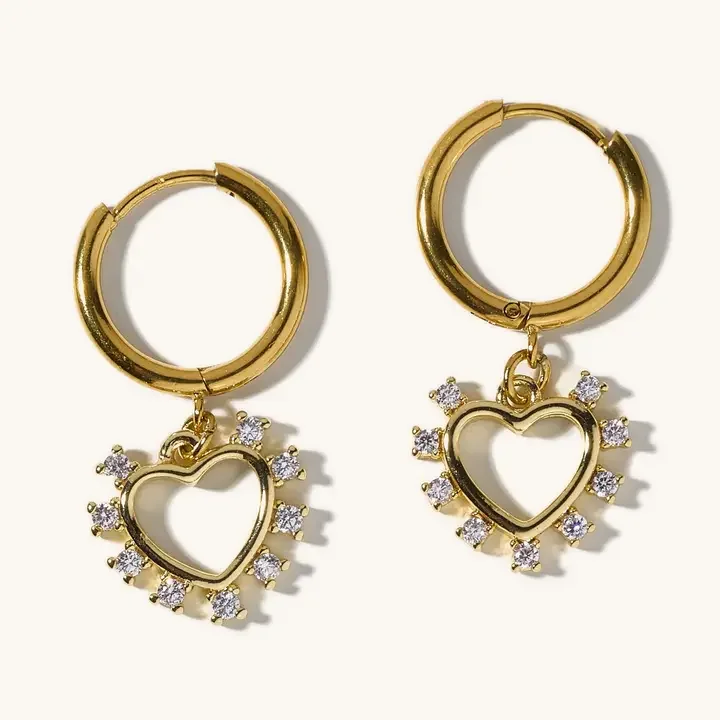 Elizabeth Crystal Heart Huggies