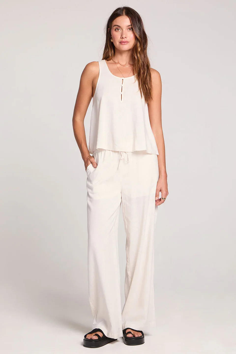 Woven Ecru A-Line Tank