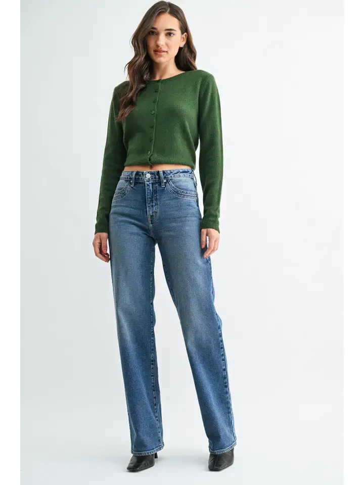 Double Pocket Full Length Wide Leg Jeans