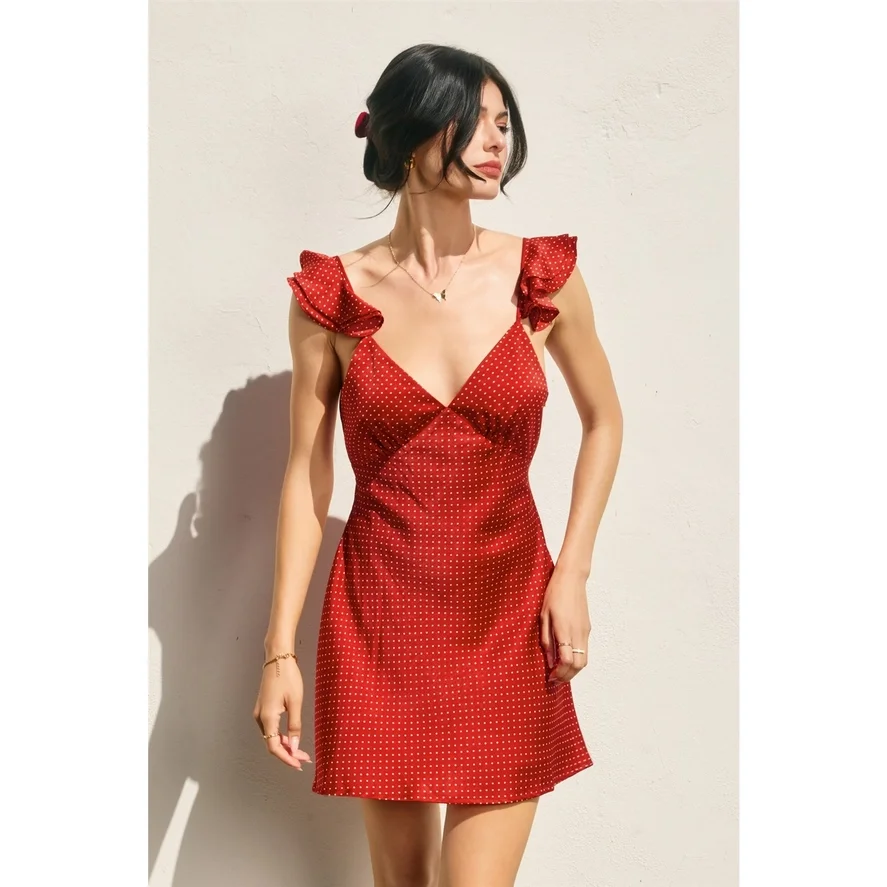 Dot Darling Flutter Sleeve Mini Dress