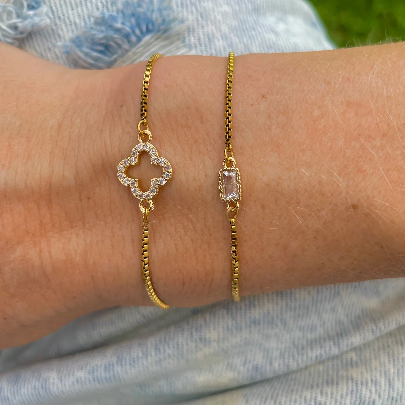 Crystal Flora Slider Bracelet Gold