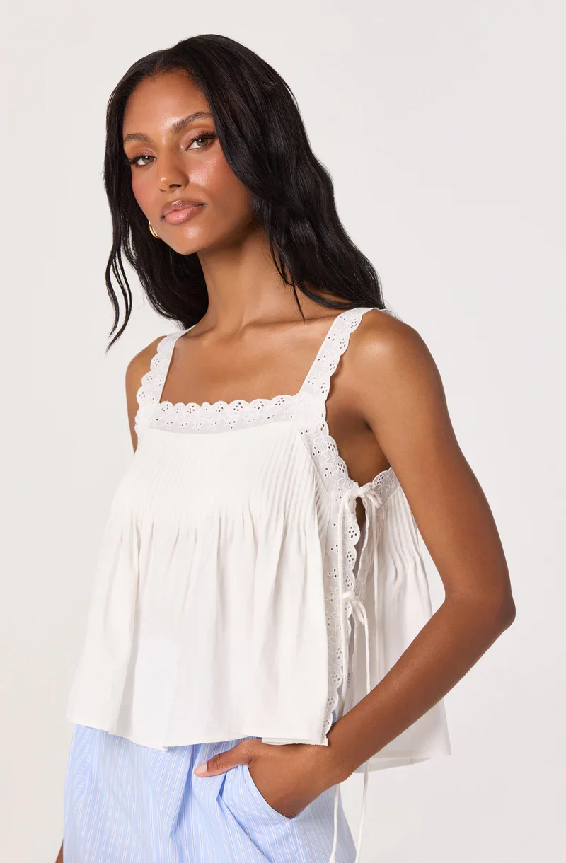Lori Eyelet Babydoll Tank Top