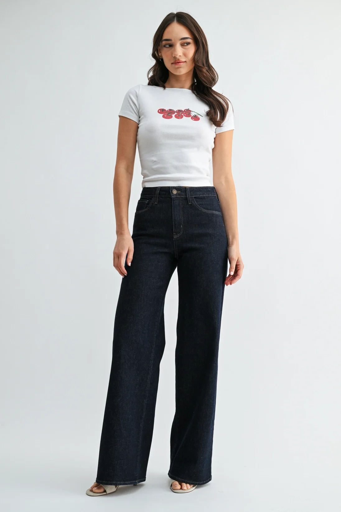 High Rise Stretchy Wide Leg Rinse