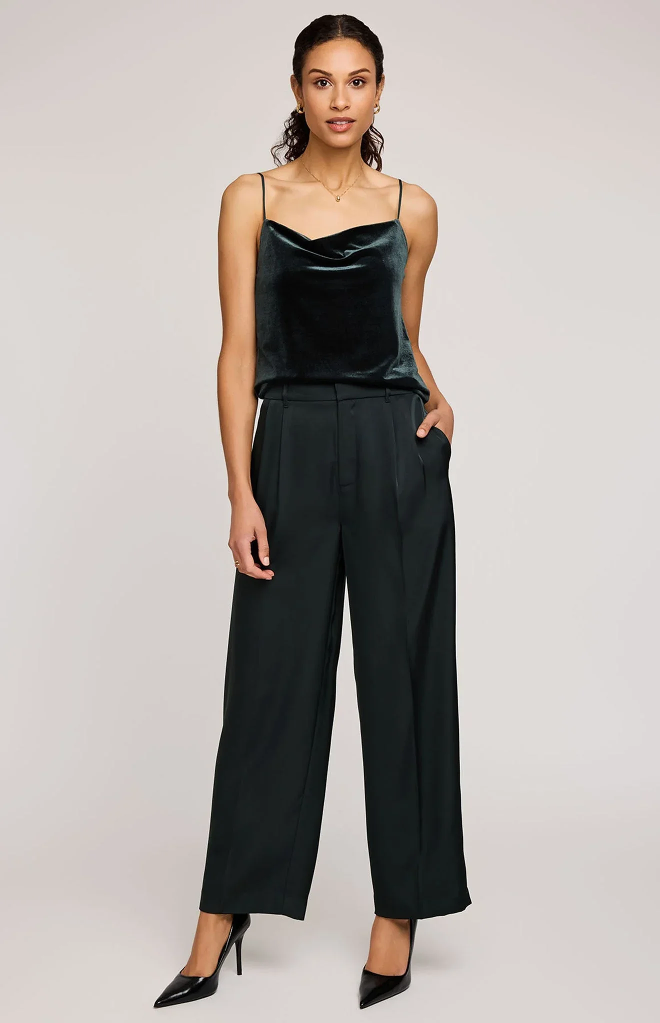 Amelie Satin Pant Wintergreen