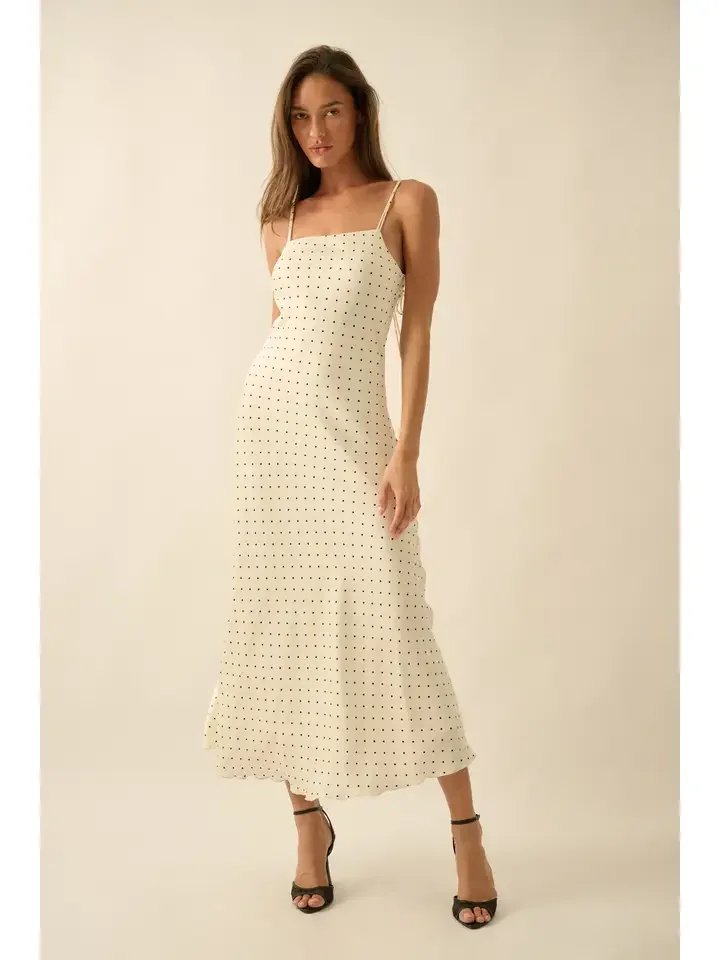 Polka Dot Slip Dress Cream