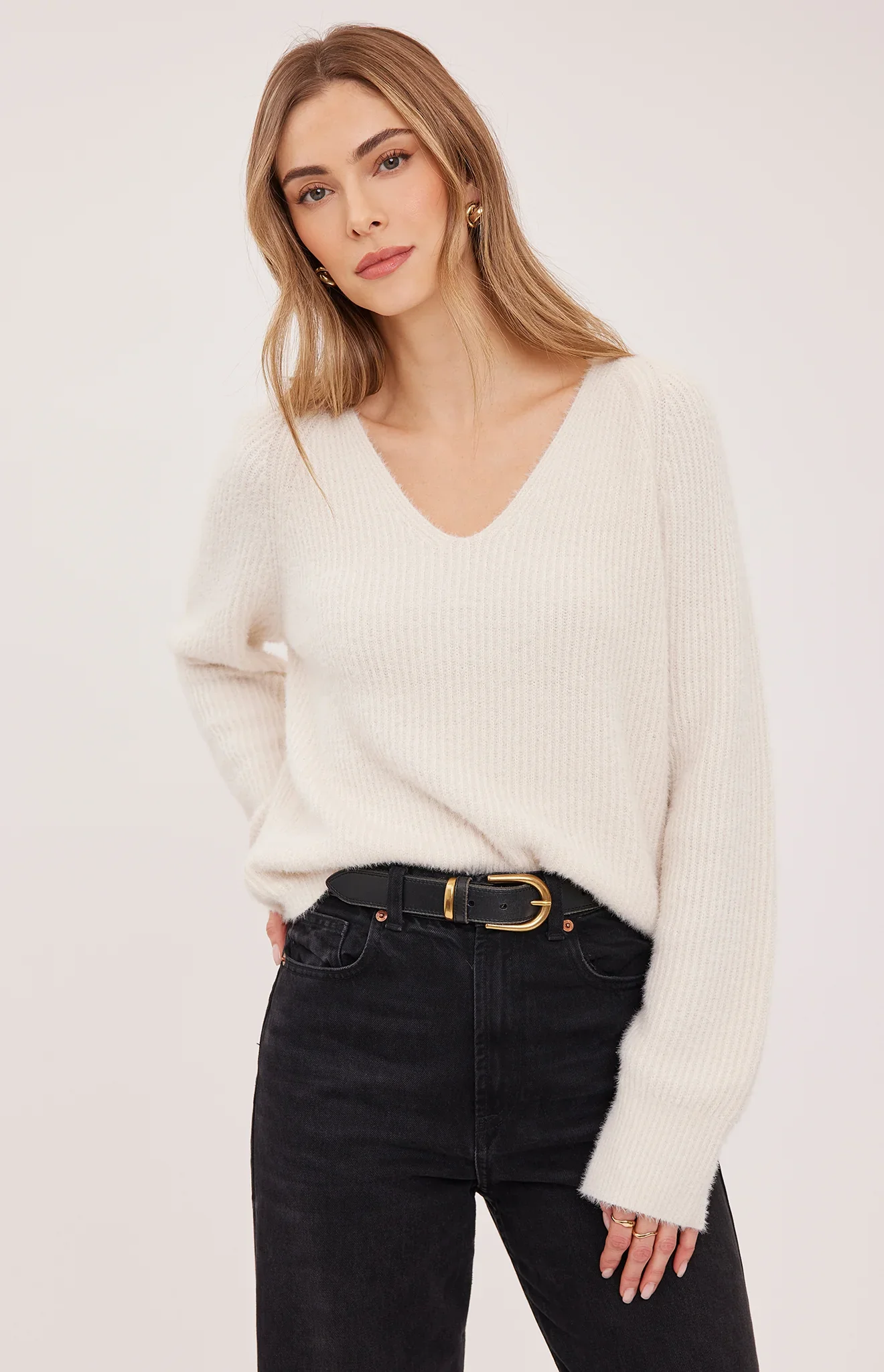 Filomena V-Neck Sweater Cream