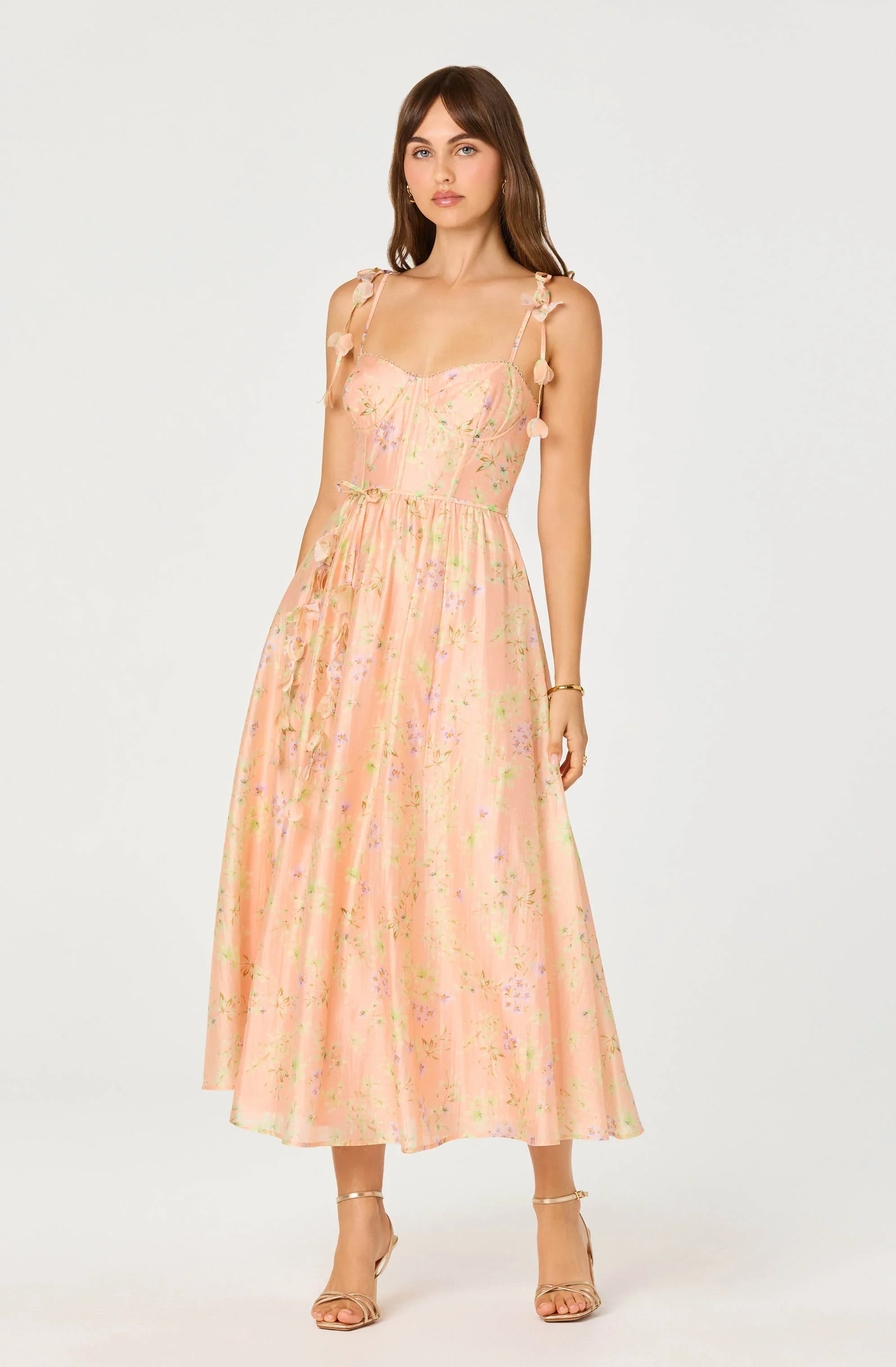 Halcyon Floral Dress Peach Floral
