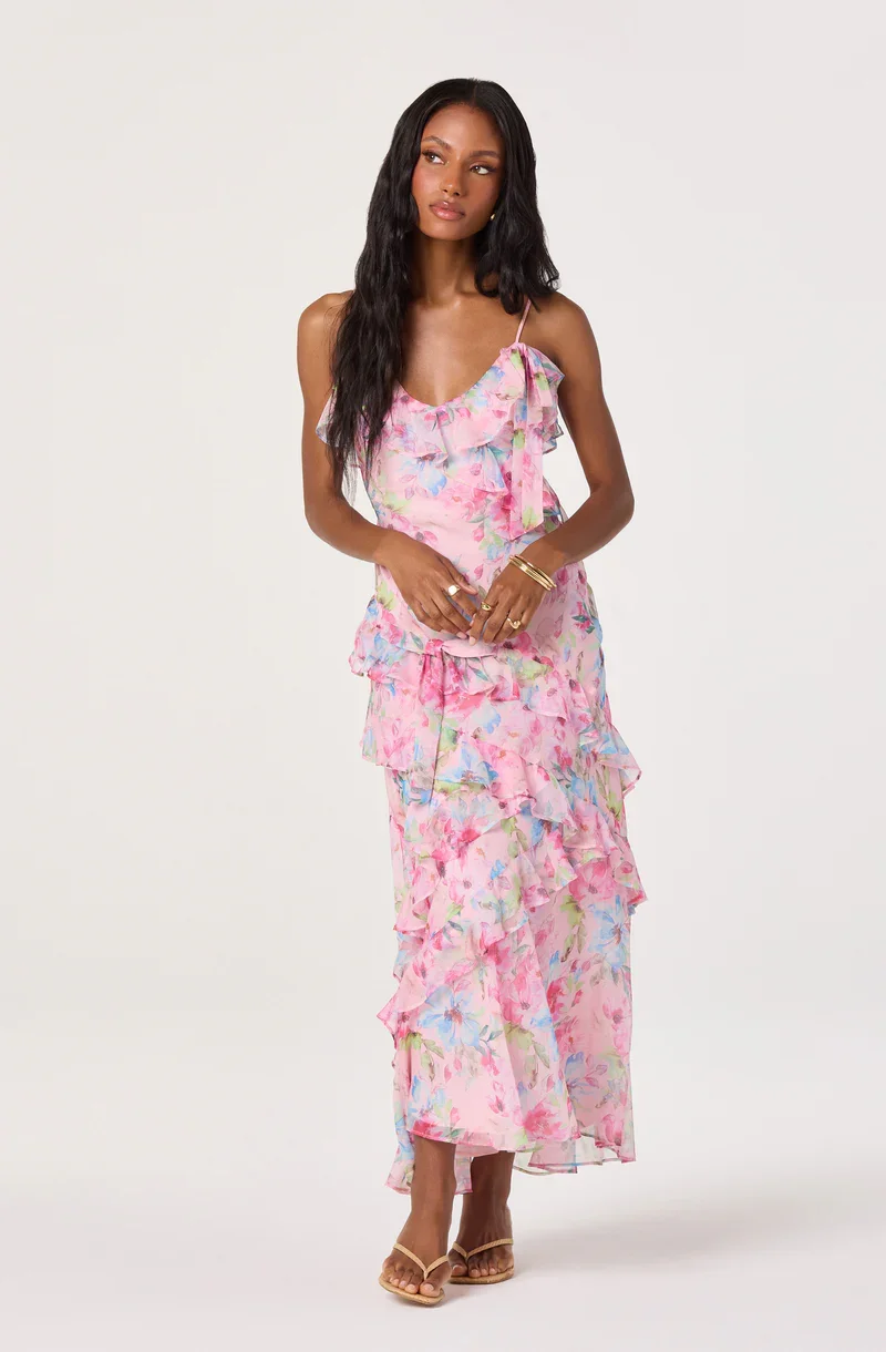 Amiya Chiffon Maxi Dress Pink