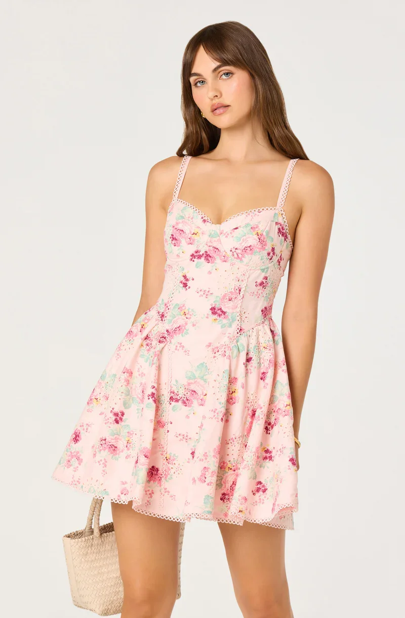 Birdie Eyelet Sweetheart Mini Dress