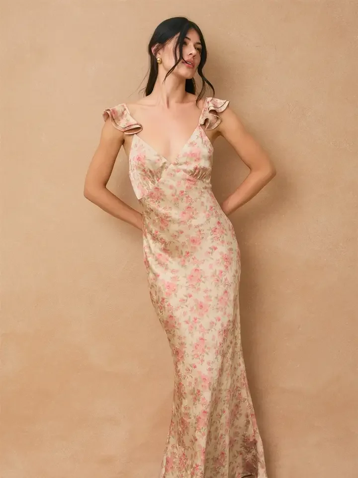 Wildflower Waltz Flutter Maxi Dress