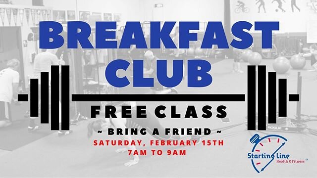 👉🏻Join @startinglinehealthandfitness with our NEW monthly Breakfast Club!
.
💡Each month, the SLHF Team will be offering two FREE Boot Camp classes on a Saturday and YOU CAN BRING A FRIEND! What's better than training with your best friend or famil