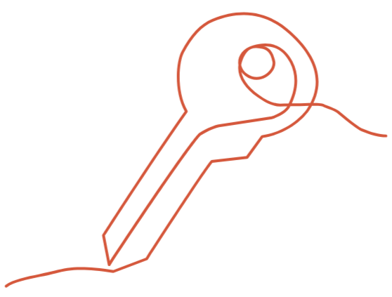 Single line drawing of a key, symbolizing opening doors